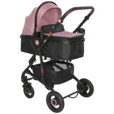 Бебешка количка Lorelli - Alba Premium, с адаптори, Pink -1