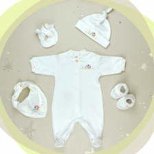 Бебешки комплект For Babies - Цветно охлювче, 5 части, 1-3 месеца -1