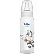 Бебешко шише Wee Baby Classic - 250 ml, бяло със зебра -1