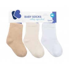 Бебешки чорапи KikkaBoo - Памучни, 2-3 години, бежови -1