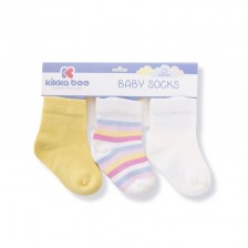 Бебешки чорапи KikkaBoo Stripes - Памучни, 6-12 месеца, жълти -1