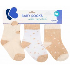 Бебешки чорапи с 3D уши KikkaBoo - My Teddy, 6-12 месеца, 3 чифта -1