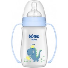 Бебешко шише с дръжки Wee Baby Classic Plus, PP, 150 ml, синьо с динозавър -1