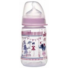 Бебешко шише NIP - РР, Flow M, 0 м+, 260 ml, Girl  -1