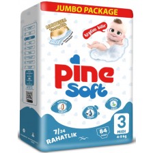 Бебешки пелени Pine Soft - Midi 3, 84 броя