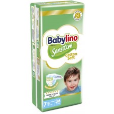 Бебешки пелени Babylino - Sensitive, Cotton Soft, VP, размер 7, 15+ kg, 36 броя -1