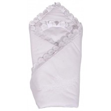 Бебешка пелена за изписване New Baby - С дантела, 80 х 80 cm, бяла -1