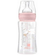Бебешко стъклено шише KikkaBoo Hippo Dreams - 240 ml,  розово