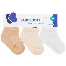 Бебешки летни чорапи KikkaBoo - 6-12 месеца, 3 броя, Beige -1