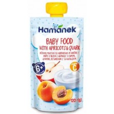 Бебешко пюре Hamanek - Пауч с кайсии и кварк, 120 g