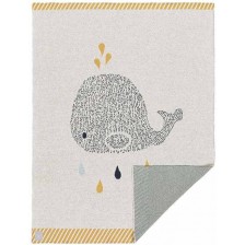 Бебешко одеяло Lassig - Little Water, Whale, 75 х 100 cm