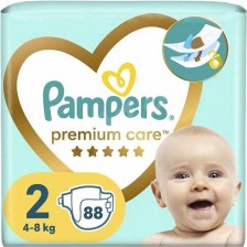 Бебешки пелени Pampers Premium Care - Размер 2, 4-8 kg, 88 броя -1