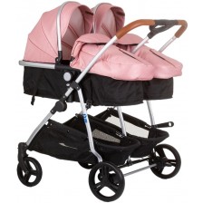 Бебешка количка за близнаци Chipolino - Дуо Смарт, фламинго -1