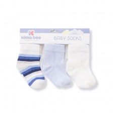 Бебешки чорапи Kikka Boo Stripes - Памучни, 6-12 месеца, бели