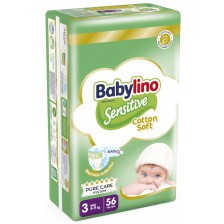 Бебешки пелени Babylino - Sensitive, Cotton Soft, VP, размер 3, 4-9 kg, 56 броя -1