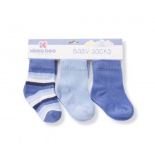 Бебешки чорапи Kikka Boo Stripes - Памучни, 6-12 месеца, светло сини