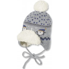 Бебешка зимна шапка Sterntaler - На пингвинчета, 47 cm, 9-12 месеца, сива -1