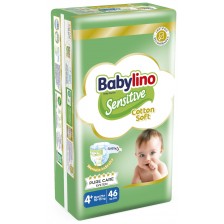 Бебешки пелени Babylino - Sensitive, Cotton Soft, VP, размер 4+, 10-15 kg, 46 броя -1