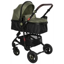 Бебешка количка Lorelli - Alba Premium, с адаптори, Loden Green -1