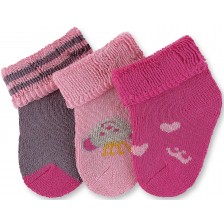 Бебешки хавлиени чорапи Sterntaler - 13-14 размер, 3 чифта, розови -1