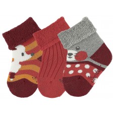 Бебешки хавлиени чорапи Sterntaler - За момиче, 13/14, 0-4 месеца, 3 чифта -1