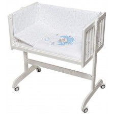 Бебешка мини кошара Interbaby - Мече, със спален комплект, син -1