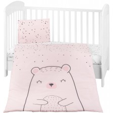 Бебешки спален комплект от 5 части KikkaBoo - Bear with me, Pink, 5 части -1