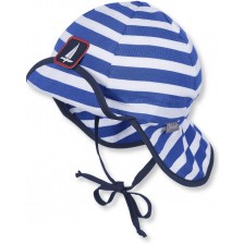 Бебешка лятна шапка с UV 50+ защита Sterntaler - 43 cm, 5-6 месеца, синьо-бяла -1