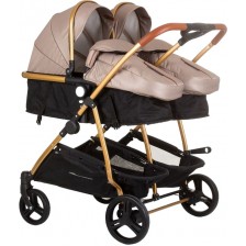 Бебешка количка за близнаци Chipolino - Дуо Смарт, златисто бежова -1