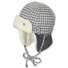 Бебешка зимна шапка-ушанка Sterntaler - 45 cm, 6-9 месеца, сива -1