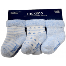 Бебешки хавлиени чорапи Maximo - Фигури, сини -1