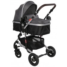 Бебешка количка Lorelli - Alba Premium, с адаптори, Steel Grey  -1
