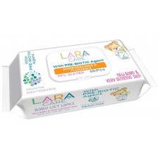 Бебешки мокри кърпи 99% вода Lara Care - Prebiotic, 60 броя