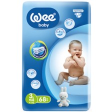 Бебешки пелени Wee Baby - Midi, размер 3, 4-9 kg, 68 броя -1