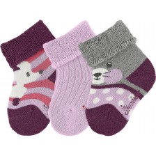 Бебешки хавлиени чорапи Sterntaler - С мишле, 15/16 размер, 4-6 месеца, 3 чифта