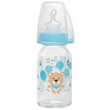 Бебешко стъклено шише NIP - Flow S, 0-6 м, 125 ml, boy