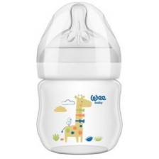 Бебешко шише Wee Baby Natural, PP, 125 ml, бяло с жираф -1