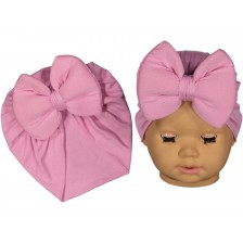 Бебешка шапка тип тюрбан NewWorld - Розова