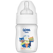Бебешко шише Wee Baby Classic Plus, 150 ml, бяло с котета -1