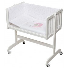 Бебешка мини кошара Interbaby - Мече, със спален комплект, розов -1