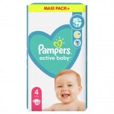 Бебешки пелени Pampers - Active Baby 4, 62 броя 