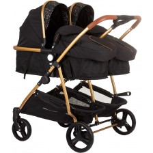 Бебешка количка за близнаци Chipolino - Дуо Смарт, обсидиан/листа