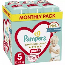 Бебешки пелени-гащи Pampers Premium Care - Monthly pack, size 5, 102 броя