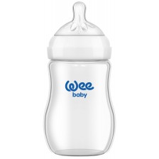 Бебешко стъклено шише Wee Baby - Natural, 250 ml -1