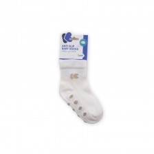 Бебешки чорапи против подхлъзване KikkaBoo - Памучни, 0-6 месеца, бели -1