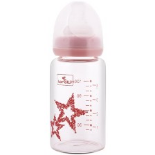 Бебешко стъклено шише Lorelli - Anti Colic, 120 ml, Blush Pink -1