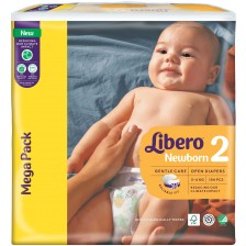 Бебешки пелени Libero - Newborn 2 (3-6 kg), Mega Pack, 104 броя -1