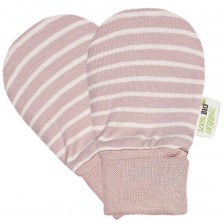 Бебешки ръкавички Bio Baby - от органичен памук, розово-бели райета -1