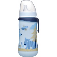 Бебешко шише с твърд накрайник NIP - First Cup, 330 ml, синьо