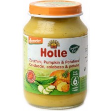 Био зеленчуково пюре Holle - Тиквички, тиква и картофи, 190 g
